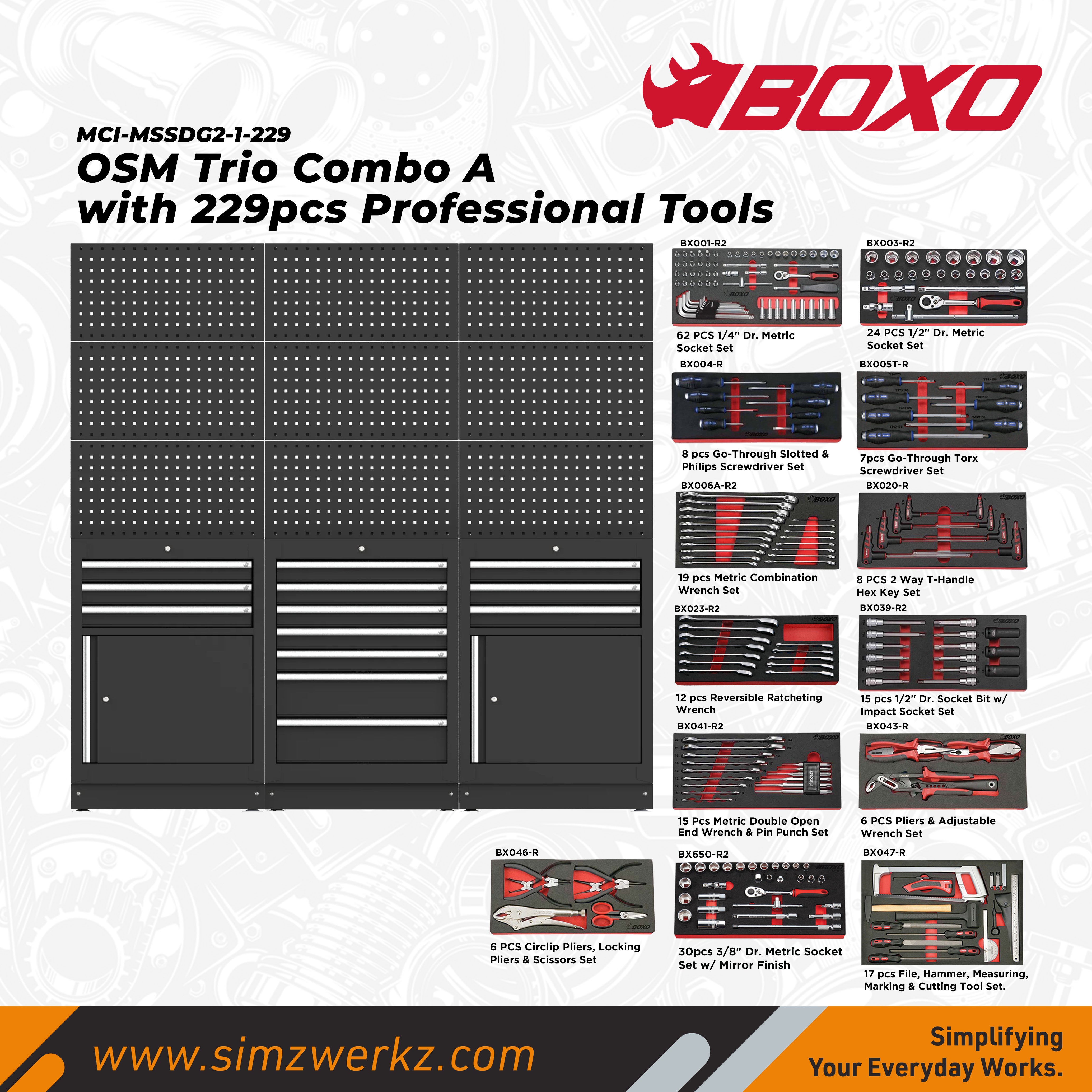 OSM Trio Combo A with 229 Pcs Tools Set – SIMZ Werkz