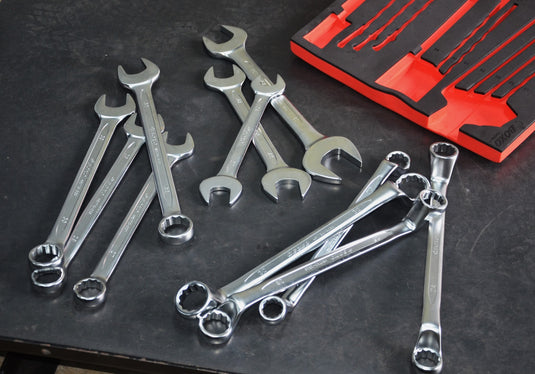 11 Pcs Double Ring Wrench 75° Off Set & Double Open End Wrench Set