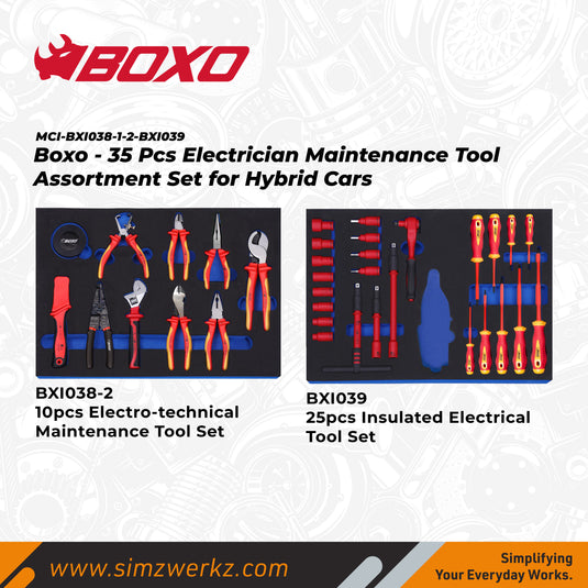 35 Pcs - Electrician Maintenance Tool Assortment Set for Hybrid Cars, 2 x 3/3 System Insert