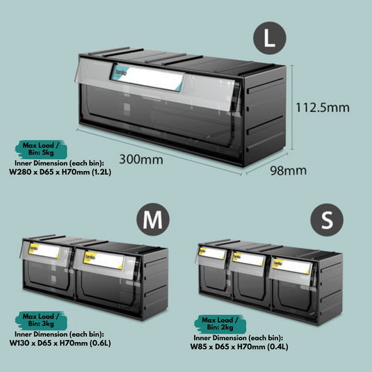 Tilt-Out Bins - W85 x D65 x H70 mm