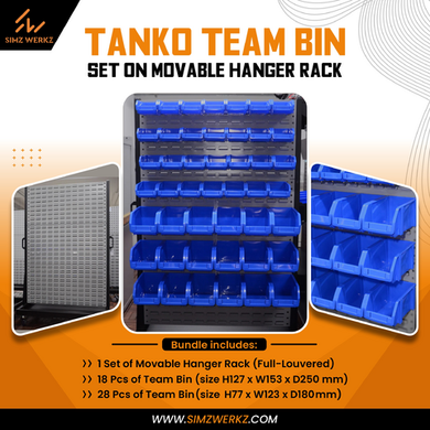 TANKO Team Bin Set on Movable Hanger Rack