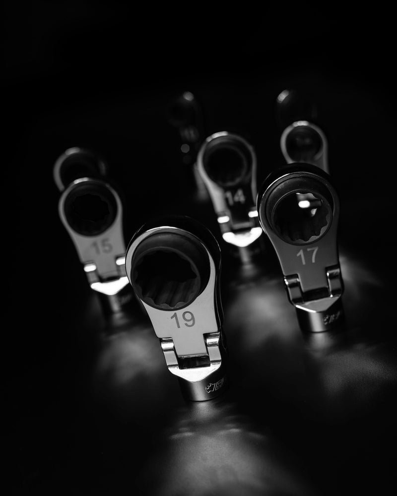 Load image into Gallery viewer, 3/8&quot;Dr. Flex-Head Reversible Deep Box Ratcheting Wrench Set
