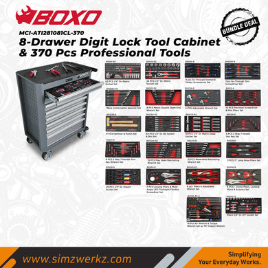 8-Drawer Digit Lock Tool Cabinet with 370pcs Professional Tools