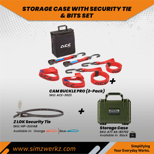 Arsenal Storage Case with Security Tie & Cam Buckle Pro Set