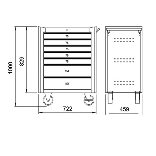 7-Drawer Digit Lock Tool Cabinet with 229pcs Professional Tools