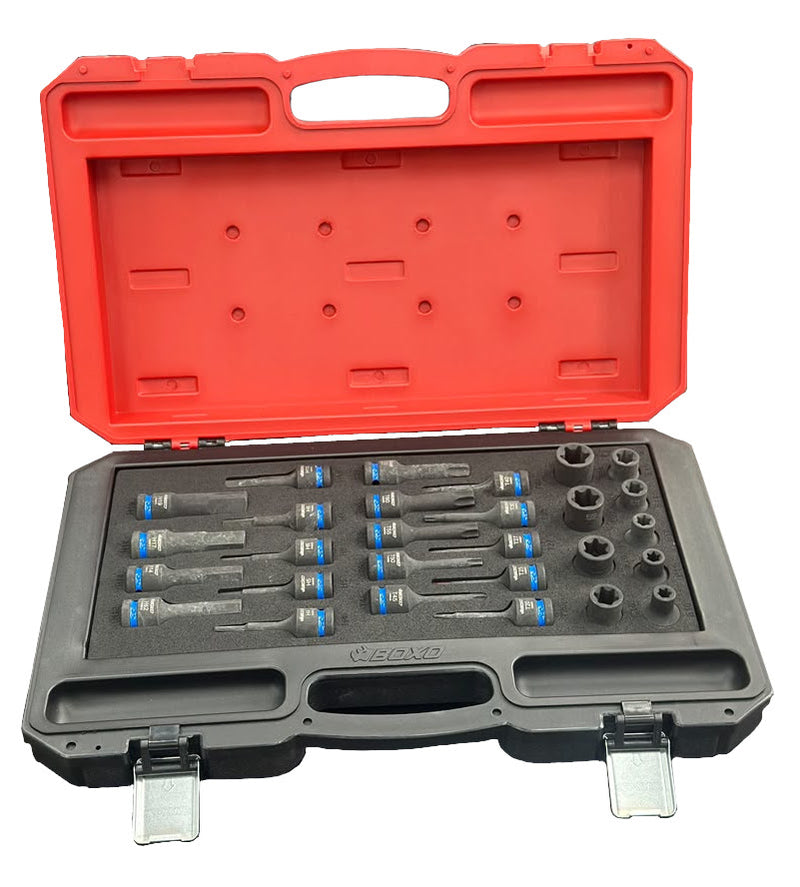 Load image into Gallery viewer, 28 Pcs - 1/2" Dr. Star Impact Socket &amp; Impact Bit Socket Set, 1/3 System Insert w/ Blow Case
