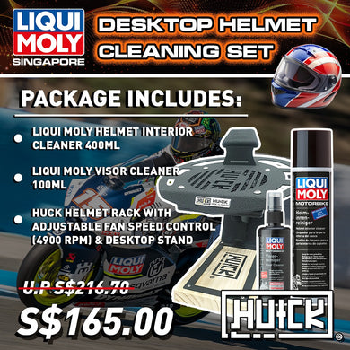 Liqui Moly x HUCK Helmet Rack with Adjustable Fan (4900RPM) Bundle