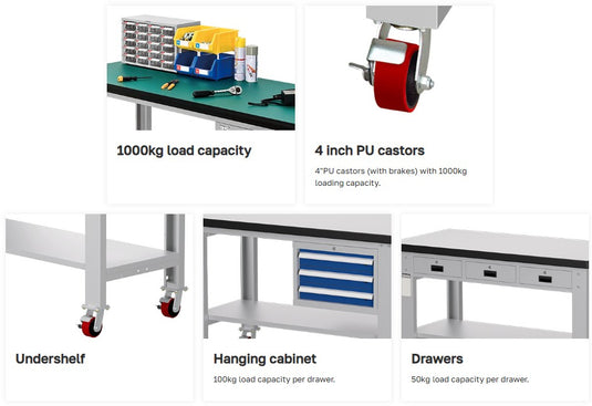 Wood Top Mobile Heavy Duty Workbench