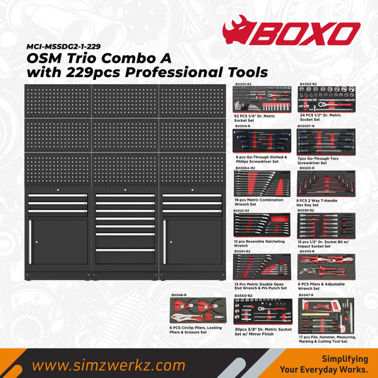 OSM Trio Combo A with 229 Pcs Tools Set