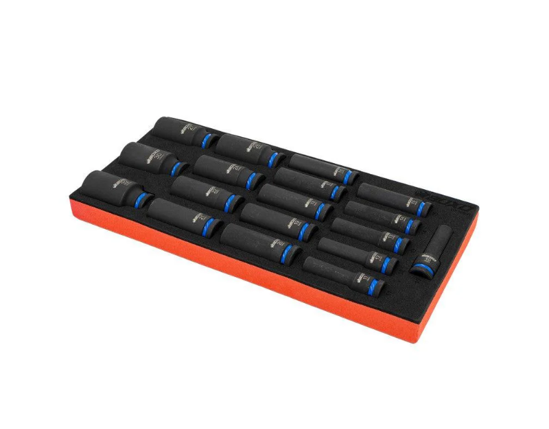 Load image into Gallery viewer, 18-Piece 1/2&quot; Drive 6-Point Deep Impact Socket Set | 1/3rd EVA Foam
