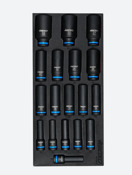 Load image into Gallery viewer, 18-Piece 1/2&quot; Drive 6-Point Deep Impact Socket Set | 1/3rd EVA Foam
