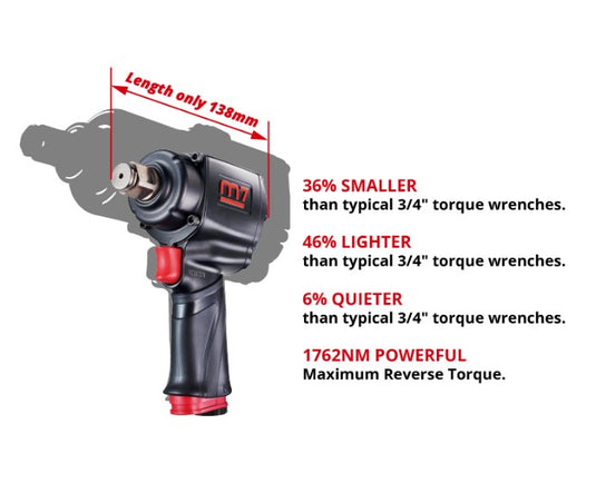 3/4"Dr_Mini Air Impact Wrench,1300ft-lb, jumbo hammer