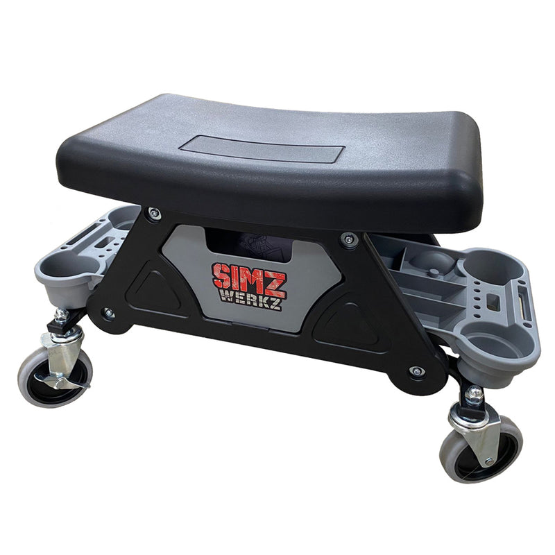 Load image into Gallery viewer, 4 Wheel Garage Stool Cart w/ Drawer &amp; Side Tool Trays

