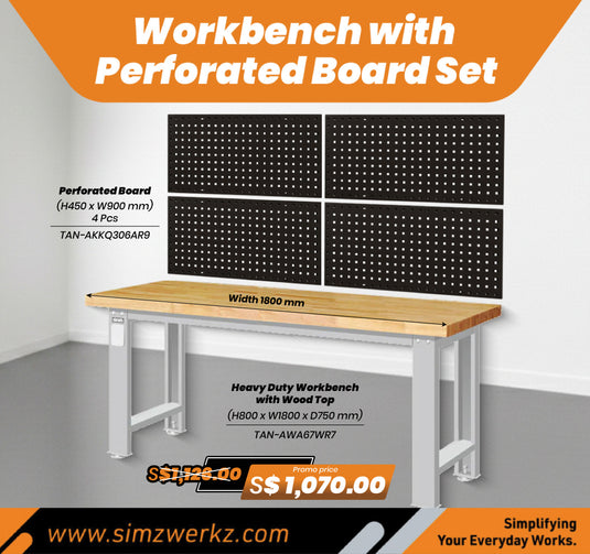 TANKO Workbench with Perforated Board Set [1800mm]