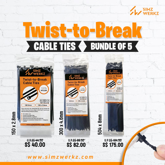 Twist To Break - Cable Ties (Bundle of 5 )