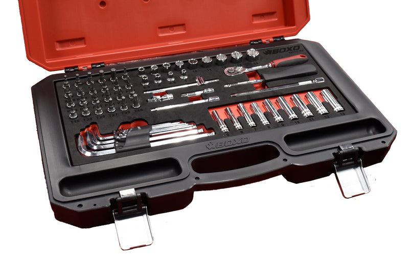 Load image into Gallery viewer, 62 Pcs - 1/4&quot; Dr. Metric Socket Set w/ Mirror Finish w/ Blow Case
