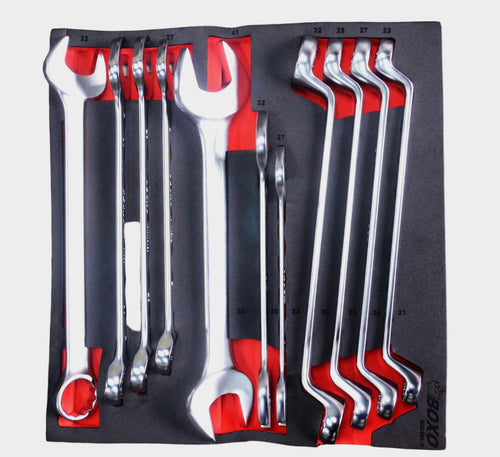 11 Pcs Double Ring Wrench 75° Off Set & Double Open End Wrench Set