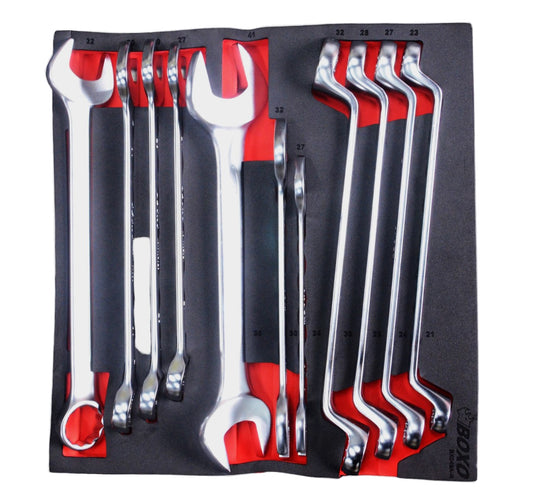 11 Pcs Double Ring Wrench 75° Off Set & Double Open End Wrench Set