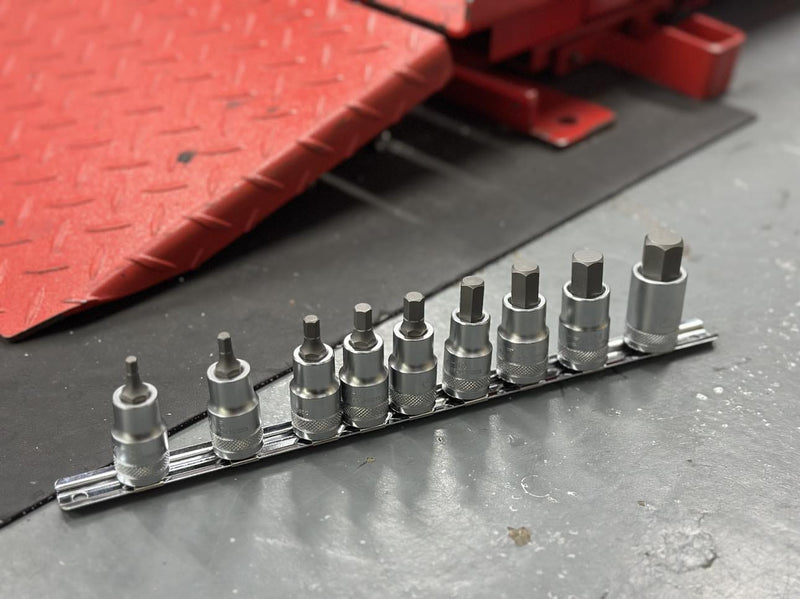Load image into Gallery viewer, 9 Pce 1/2&quot; Dr. Hex Bit Socket Rail Set
