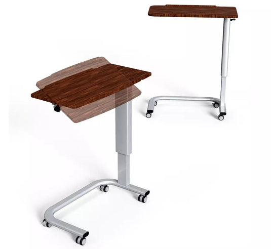 Wooden Texture Overbed Table on Castors