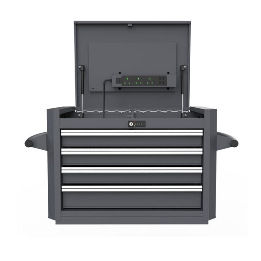 4-Drawer Digit Lock Top Chest with Power Plug with 204pcs Professional Tools