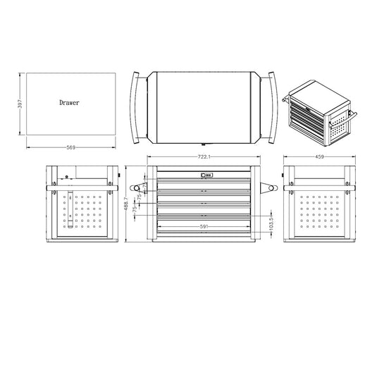 4-Drawer Digit Lock Top Chest with Power Plug with 204pcs Professional Tools