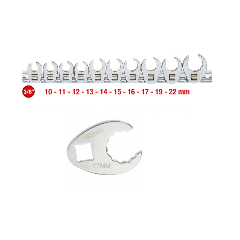 Load image into Gallery viewer, 3/8&quot; CHROME+ Crowfoot Wrench Set, 10pcs,10-22mm - SIMZ Werkz
