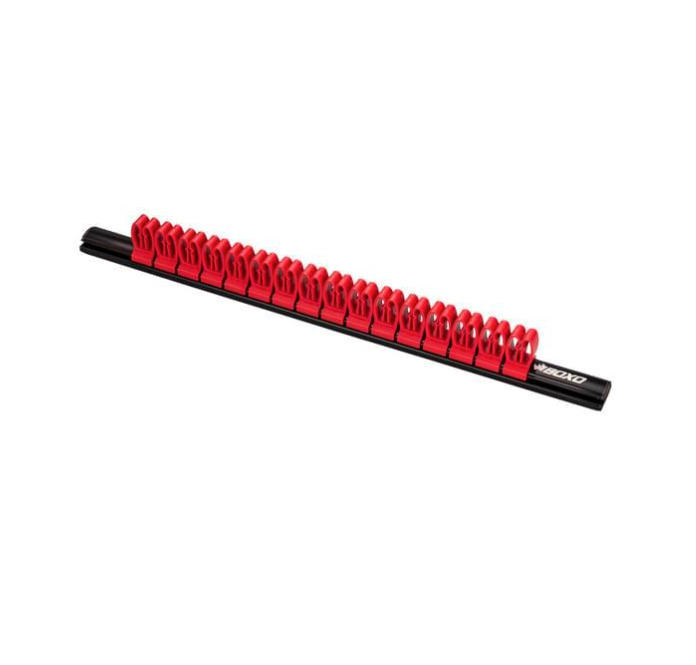Load image into Gallery viewer, Magnetic Spanner Rack - Black Alloy Rail Red Clip
