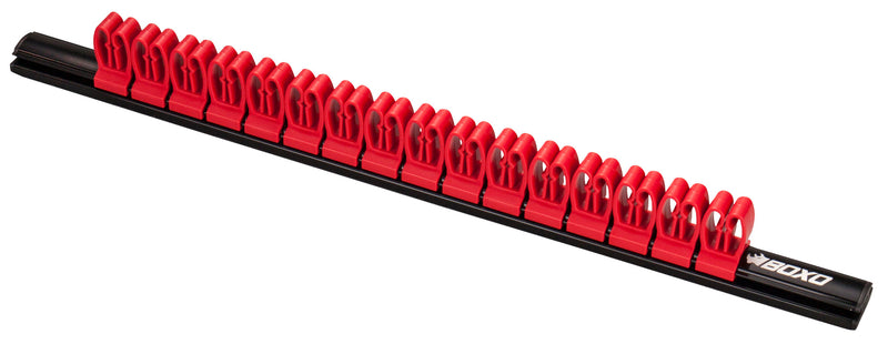 Load image into Gallery viewer, Magnetic Spanner Rack - Black Alloy Rail Red Clip
