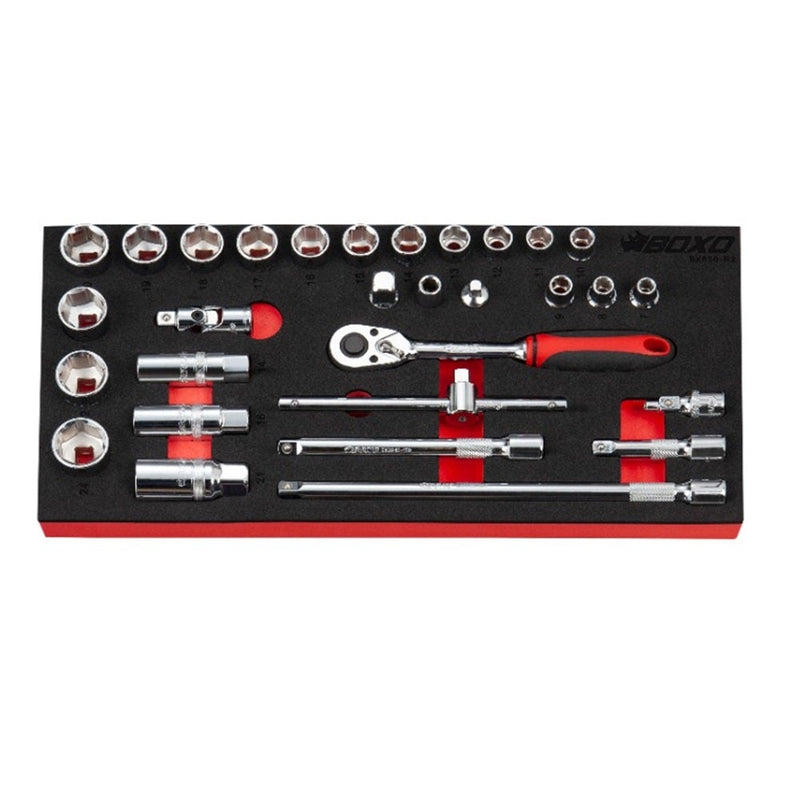 Load image into Gallery viewer, 30 Pcs - 3/8&quot; Dr. Metric Socket Set, 1/3 System Insert w/ Blow Case
