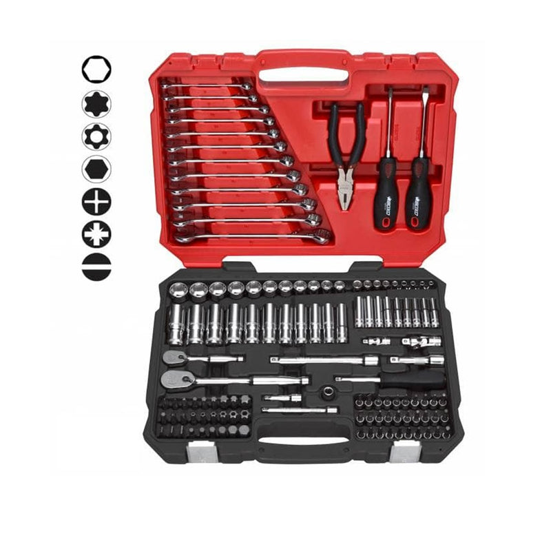 Load image into Gallery viewer, 122 Pcs, 1/4&quot; &amp; 3/8&quot; Dr. 6 PT Socket &amp; Wrench Master Tool Set (Metric) - SIMZ Werkz

