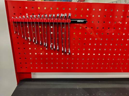 Magnetic Spanner Rack - Black Alloy Rail Red Clip