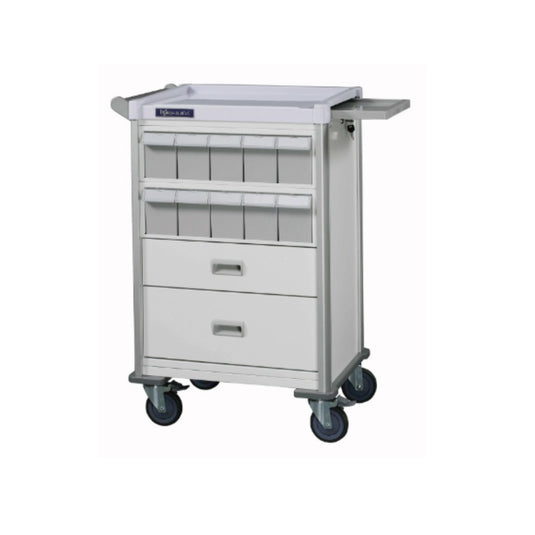 Double-Face Medication Trolley, Individual 6" Bin, 37", White
