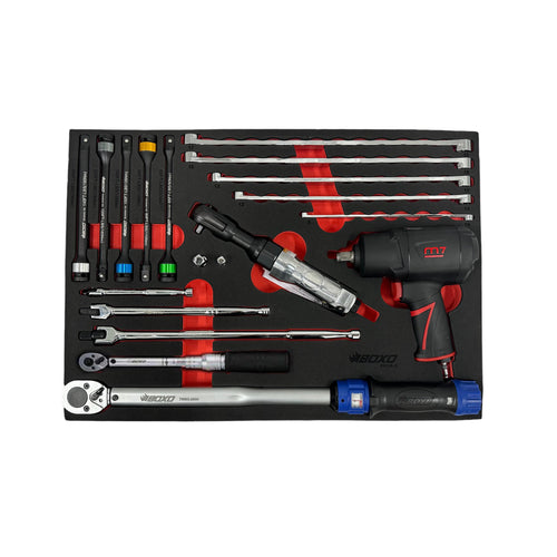 19 Pcs Air Wrench & Torque Wrench Set w/ M7 Impact Wrench