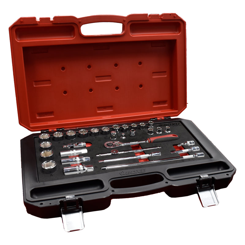 Load image into Gallery viewer, 30 Pcs - 3/8&quot; Dr. Metric Socket Set, 1/3 System Insert w/ Blow Case
