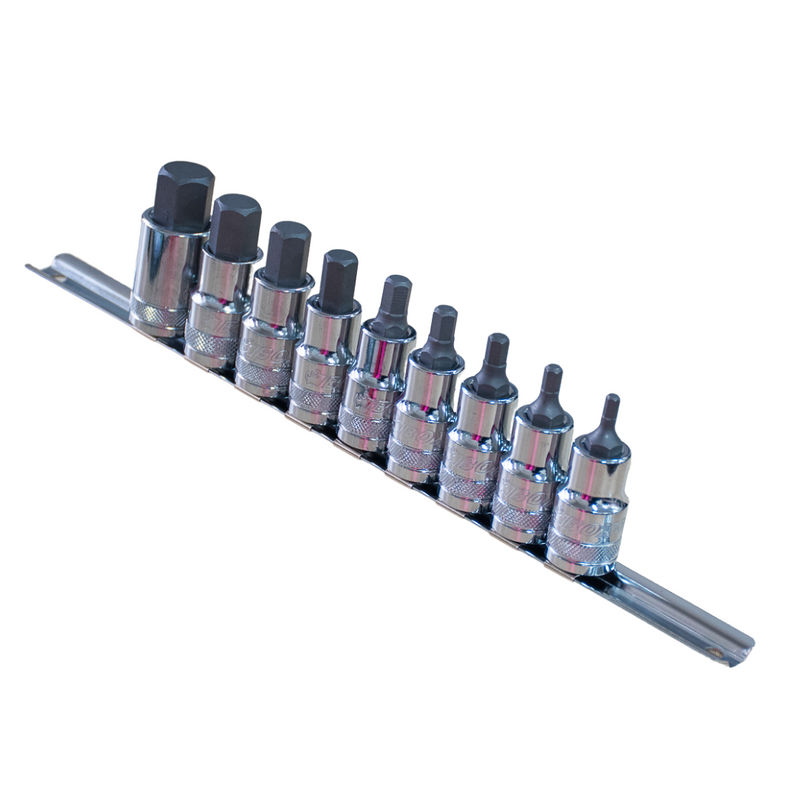 Load image into Gallery viewer, 9 Pce 1/2&quot; Dr. Hex Bit Socket Rail Set

