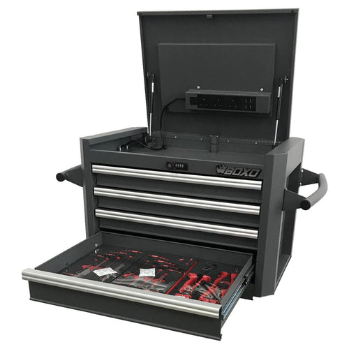4-Drawer Digit Lock Top Chest with Power Plug with 204pcs Professional Tools