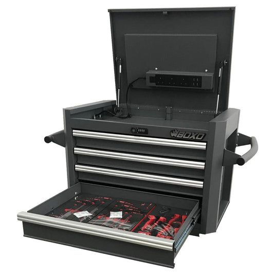 4-Drawer Digit Lock Top Chest with Power Plug with 204pcs Professional Tools