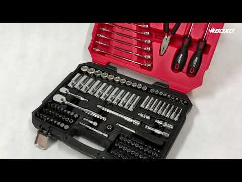 Load and play video in Gallery viewer, 122 Pcs, 1/4&quot; &amp; 3/8&quot; Dr. 6 PT Socket &amp; Wrench Master Tool Set (Metric)
